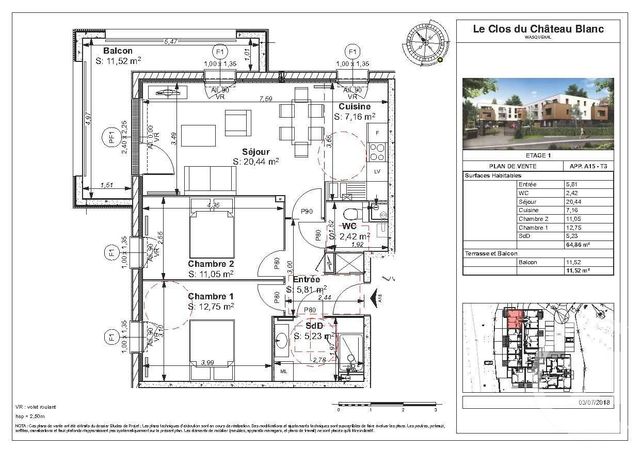 Afficher la photo en grand Appartement T3 à vendre - 3 pièces - 64.46 m2 - WASQUEHAL - 59 - NORD-PAS-DE-CALAIS - Century 21 Apolite
