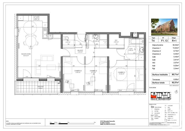 Afficher la photo en grand Appartement T4 à vendre - 4 pièces - 85.71 m2 - MARQUETTE LEZ LILLE - 59 - NORD-PAS-DE-CALAIS - Century 21 Apolite