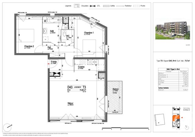 Afficher la photo en grand Appartement T3 à vendre - 3 pièces - 73.6 m2 - VALENCIENNES - 59 - NORD-PAS-DE-CALAIS - Century 21 Apolite